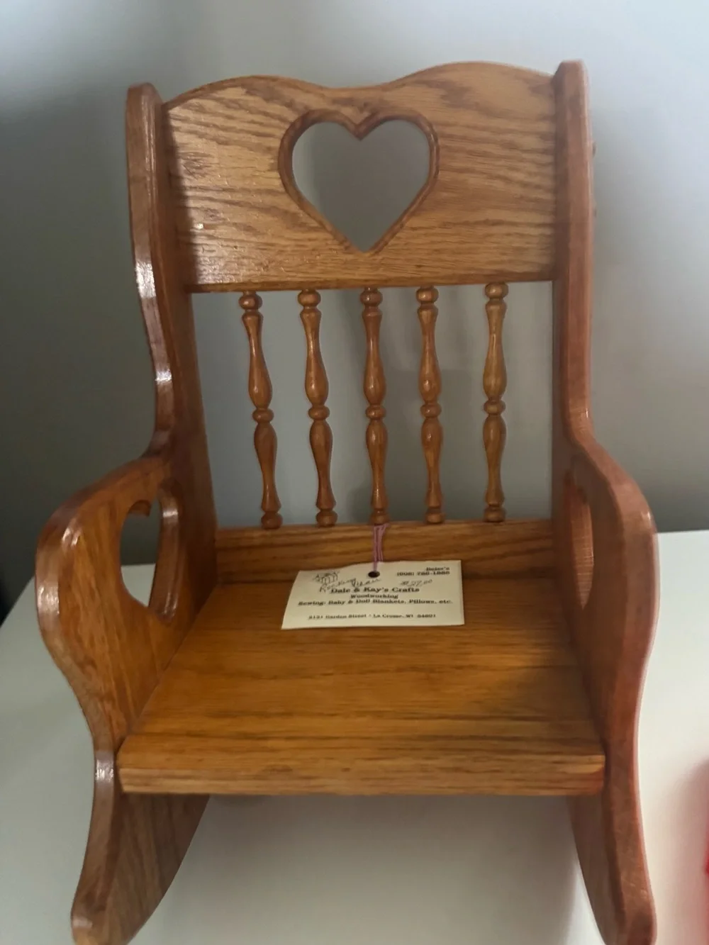 Handcrafted Oak Heart Rocking Chair Accent - Oak Finish
